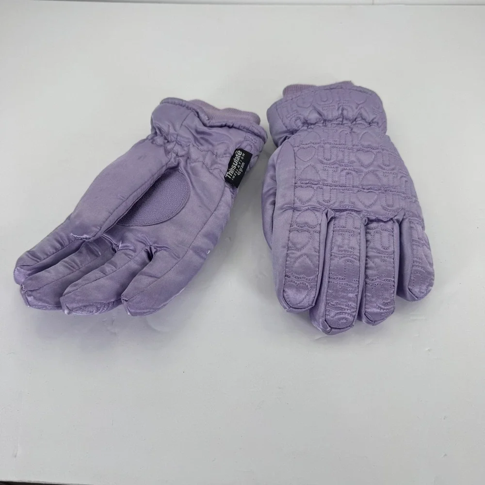 Athletech Thinsulate Gloves Girls XL Purple‎ Quilted Heart Insulated Winter Ski